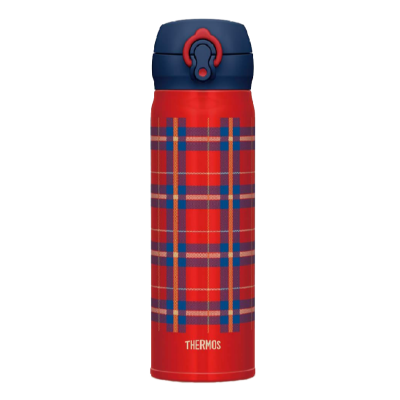 THERMOS 500毫升真空保温瓶 (红蓝格) 超轻