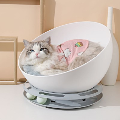 半球形猫猫转盘窝连垫保暖又得玩又得