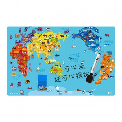 TOI - 可画可擦益智世界地图磁力拼图墙贴 (3岁+)